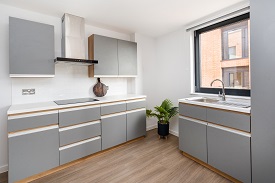 A typical shared kitchen for the en suite flats and townhouses